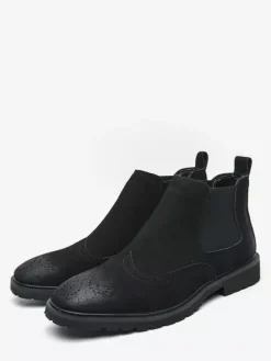 Bottines Chelsea pour homme à enfiler bout rond en cuir antidérapantes à talons bas respirantes