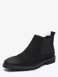 Bottines Chelsea pour homme à enfiler bout rond en cuir antidérapantes à talons bas respirantes