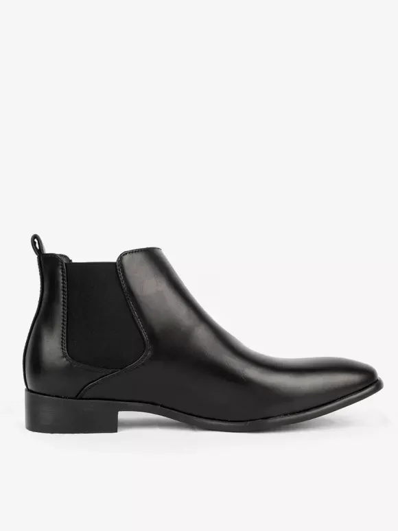 Bottines Chelsea pour homme bout carré à enfiler plates habillées à la cheville