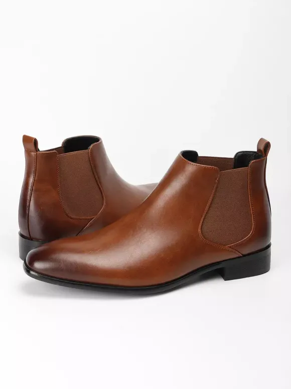 Bottines Chelsea pour homme bout carré à enfiler plates habillées à la cheville