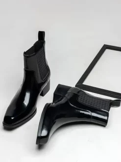 Bottines Chelsea pour hommes en cuir de vachette chic bottines courtes noires
