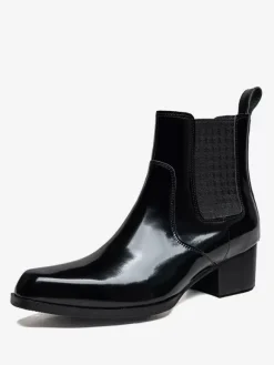 Bottines Chelsea pour hommes en cuir de vachette chic bottines courtes noires