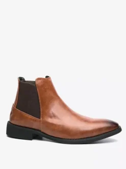 Bottines Chelsea pour homme bout pointu fines en cuir à talon bas