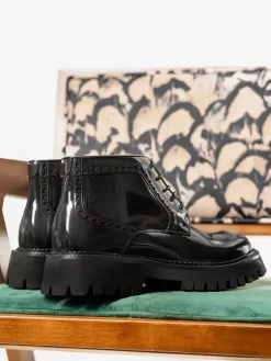 Bottines Chukka à bout rond et plateforme épaisse en cuir pour homme