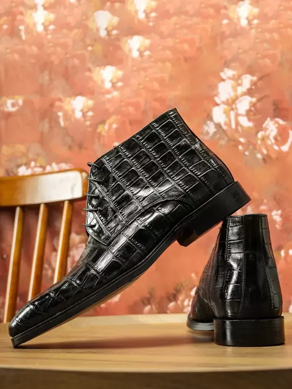 Bottines Chukka pour hommes en cuir véritable à lacets et bottines courtes
