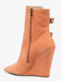 Bottines compensées en daim bottes à bout pointu avec boucle