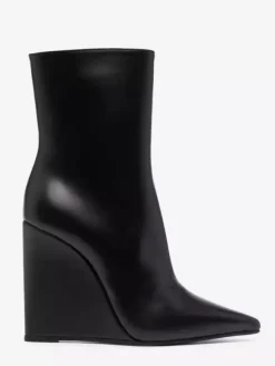 Bottines compensées noires à bout pointu et fermeture éclair pour femmes