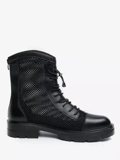 Bottines de combat à lacets et plateforme en maille patchwork pour homme
