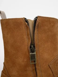 Bottines en daim pour hommes bout rond boucle talon épais style décontracté