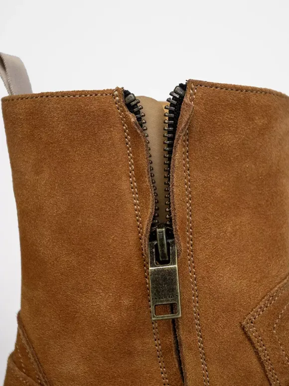 Bottines en daim pour hommes bout rond boucle talon épais style décontracté