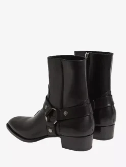 Bottines en daim pour hommes bout rond boucle talon épais style décontracté