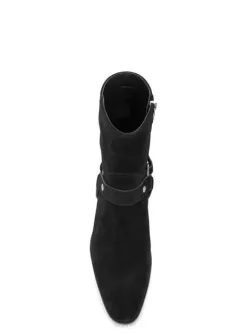 Bottines en daim pour hommes bout rond boucle talon épais style décontracté