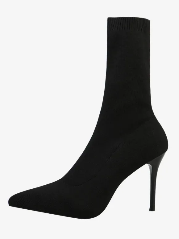 Bottines femme abricot bout pointu talon aiguille bottines à gants