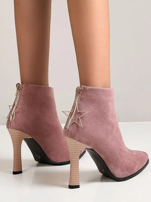 Bottines femme noir en micro daim bout pointu talon haut