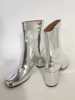 Bottines Femmes Bottes Noires À Talons Blocs Bout Fendu Chaussures