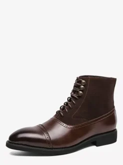 Bottines habillées pour hommes à bout pointu style Oxford à lacets en cuir suédé