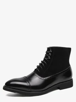 Bottines habillées pour hommes à bout pointu style Oxford à lacets en cuir suédé