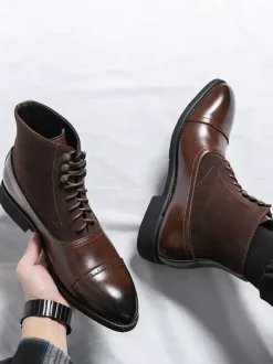 Bottines habillées pour hommes à bout pointu style Oxford à lacets en cuir suédé