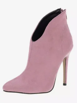 Bottines jaunes en daim à talons hauts et bout pointu fermeture éclair pour femmes