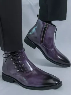 Bottines marron pour homme bout rond lacets