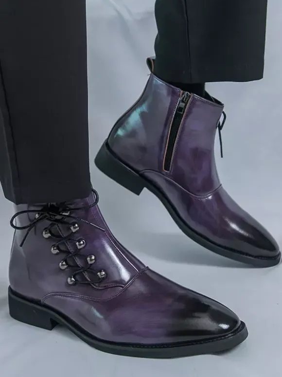 Bottines marron pour homme bout rond lacets