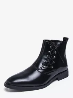 Bottines marron pour homme bout rond lacets