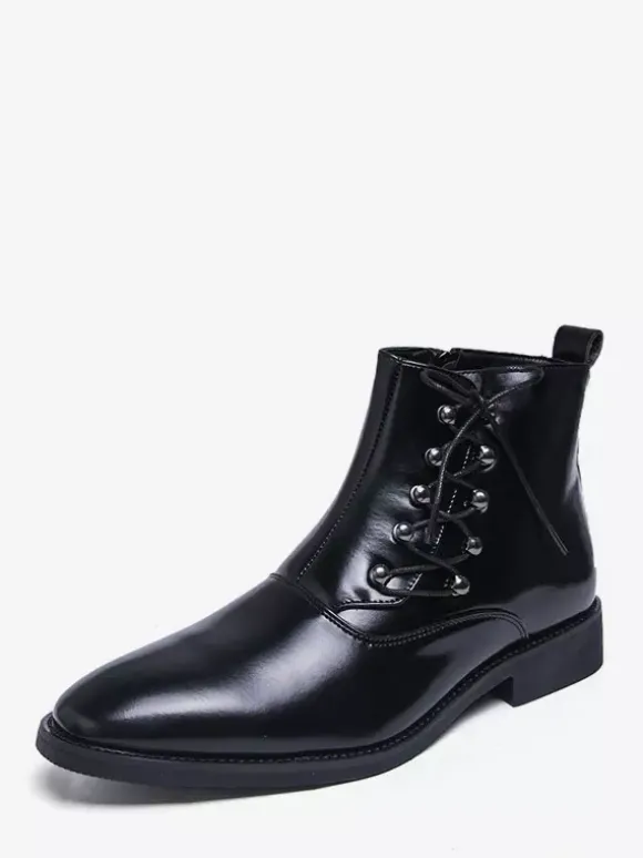 Bottines marron pour homme bout rond lacets