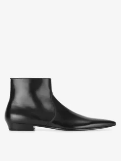 Bottines noires à bout pointu en cuir véritable