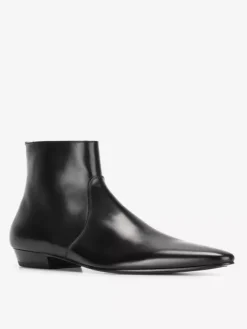 Bottines noires à bout pointu en cuir véritable