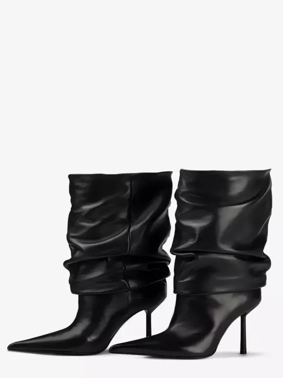 Bottines noires à bout pointu et talons hauts pour femmes