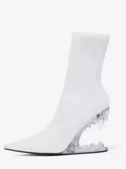 Bottines noires à bout pointu et talon compensé en PU