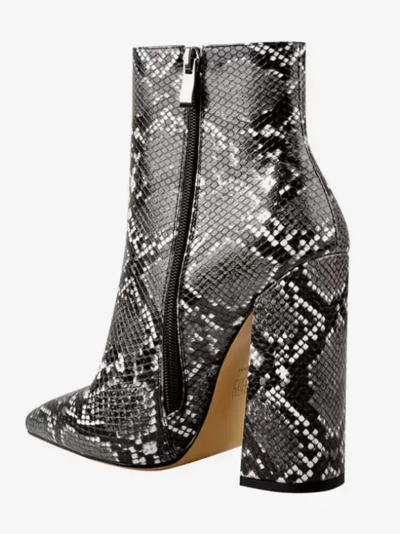 Bottines noires à fermeture éclair pour femmes bottes à bout pointu et talon épais