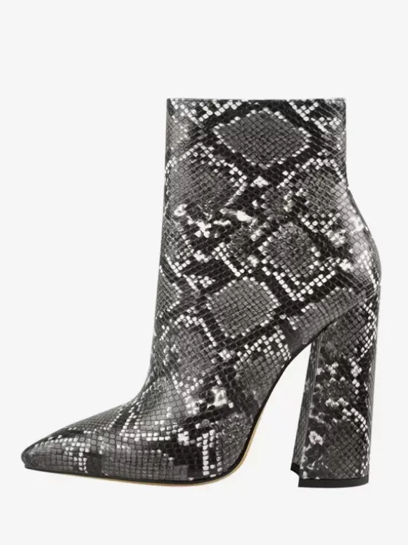 Bottines noires à fermeture éclair pour femmes bottes à bout pointu et talon épais