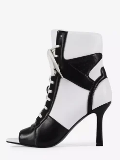 Bottines noires à lacets et bout ouvert pour femme