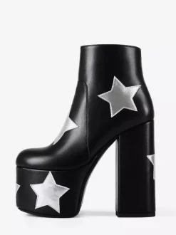 Bottines noires à plateforme et talon épais pour femme