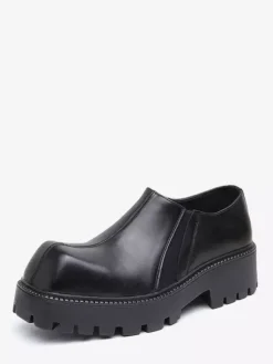Bottines noires pour hommes bout carré à enfiler
