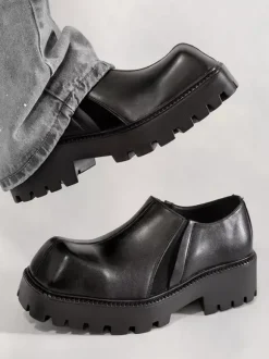 Bottines noires pour hommes bout carré à enfiler