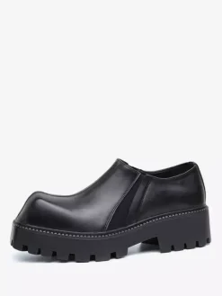 Bottines noires pour hommes bout carré à enfiler