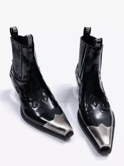 Bottines noires pour homme à bout pointu et talon compensé design