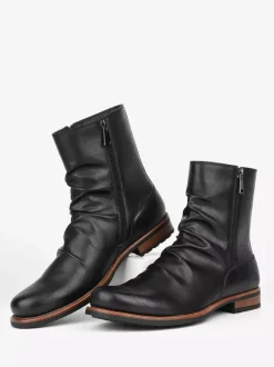 Bottines pour hommes à bout rond et fermeture éclair froncée