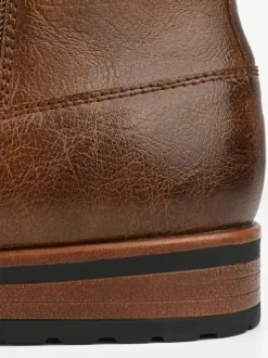 Bottines pour hommes à bout rond et fermeture éclair froncée