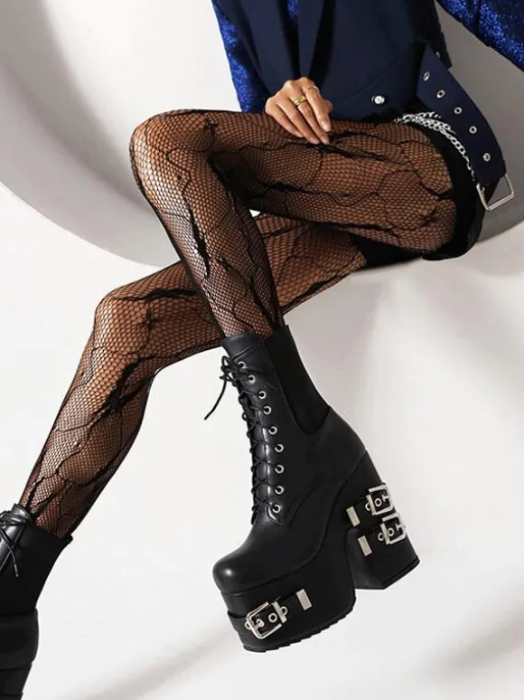Bottines sans talons à bout rond en cuir PU avec détails métalliques pour femmes