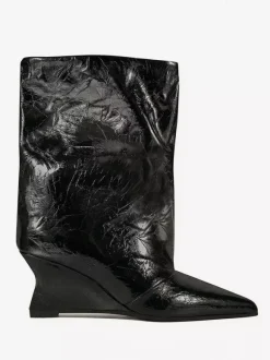 Bottines argentées à bout pointu métallisé et talon compensé bottines de soirée