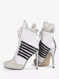 Bottines blanches à lacets et bout pointu pour femme