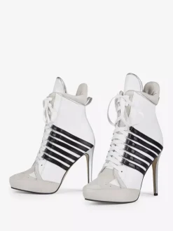 Bottines blanches à lacets et bout pointu pour femme