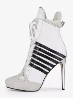 Bottines blanches à lacets et bout pointu pour femme