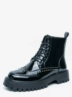 Bottines à bout rond et rivets pour homme avec semelle plateforme antidérapante