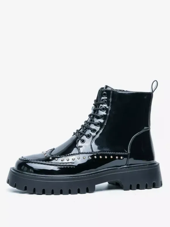 Bottines à bout rond et rivets pour homme avec semelle plateforme antidérapante