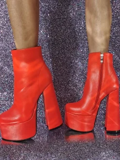 Bottines à bout rond et talon épais pour femmes