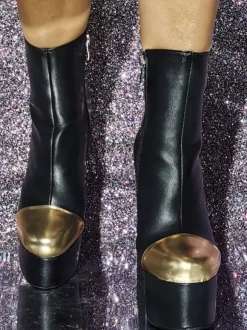 Bottines à bout rond et talon épais pour femmes